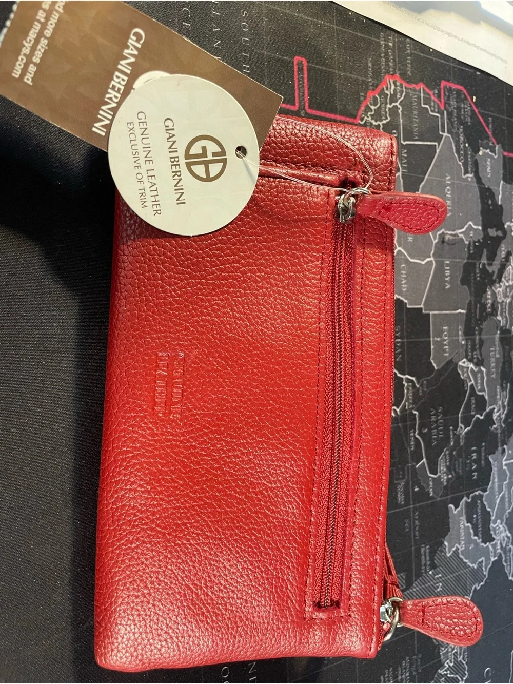 Giani Bernini Red Pebbled Leather Wristlet Wallet